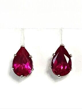 0.50 ctw Teardrop Ruby Red Stud Solitaire Earrings Sterling Silver